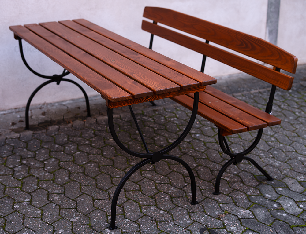 Bierzeltgarnitur rustikal mit Lehne Tische und Bänke (Miete)