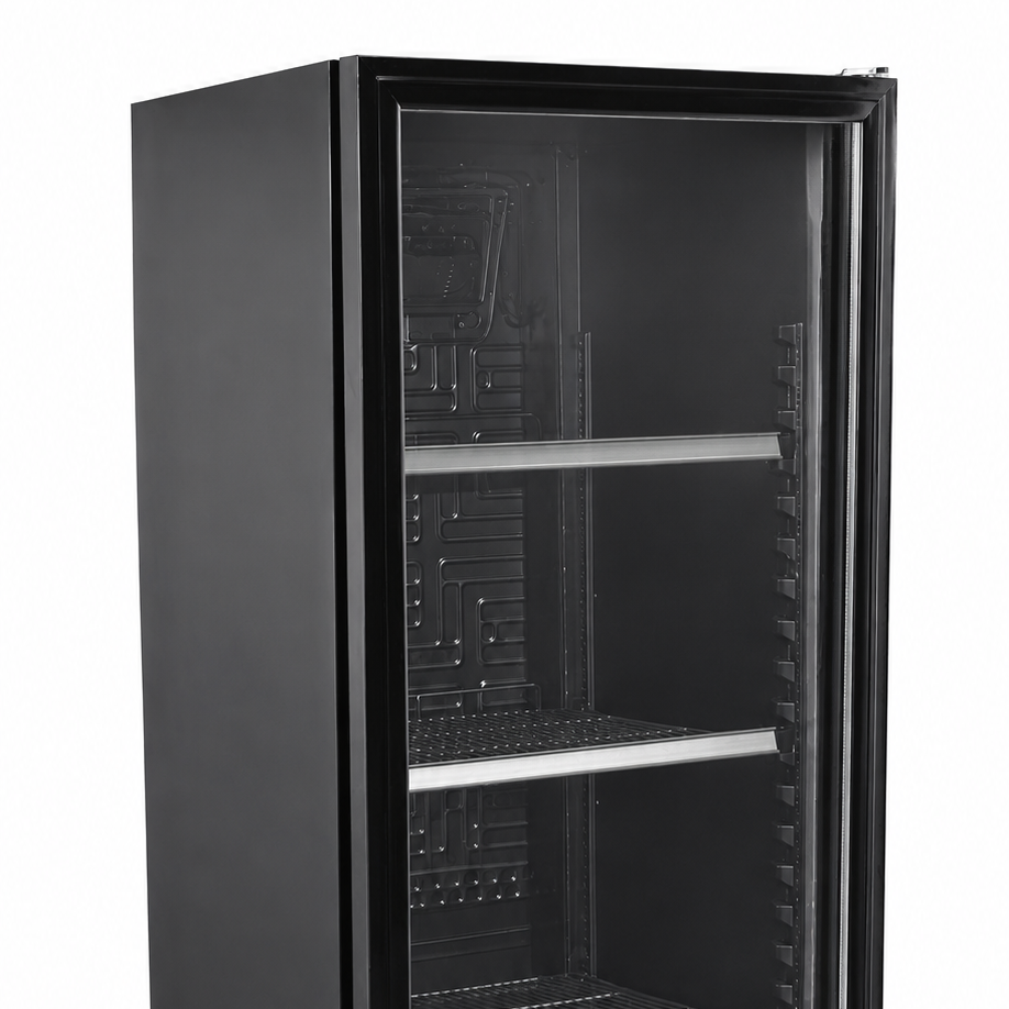 Kühlschrank schwarz mit Glastür für Getränke (Miete)
